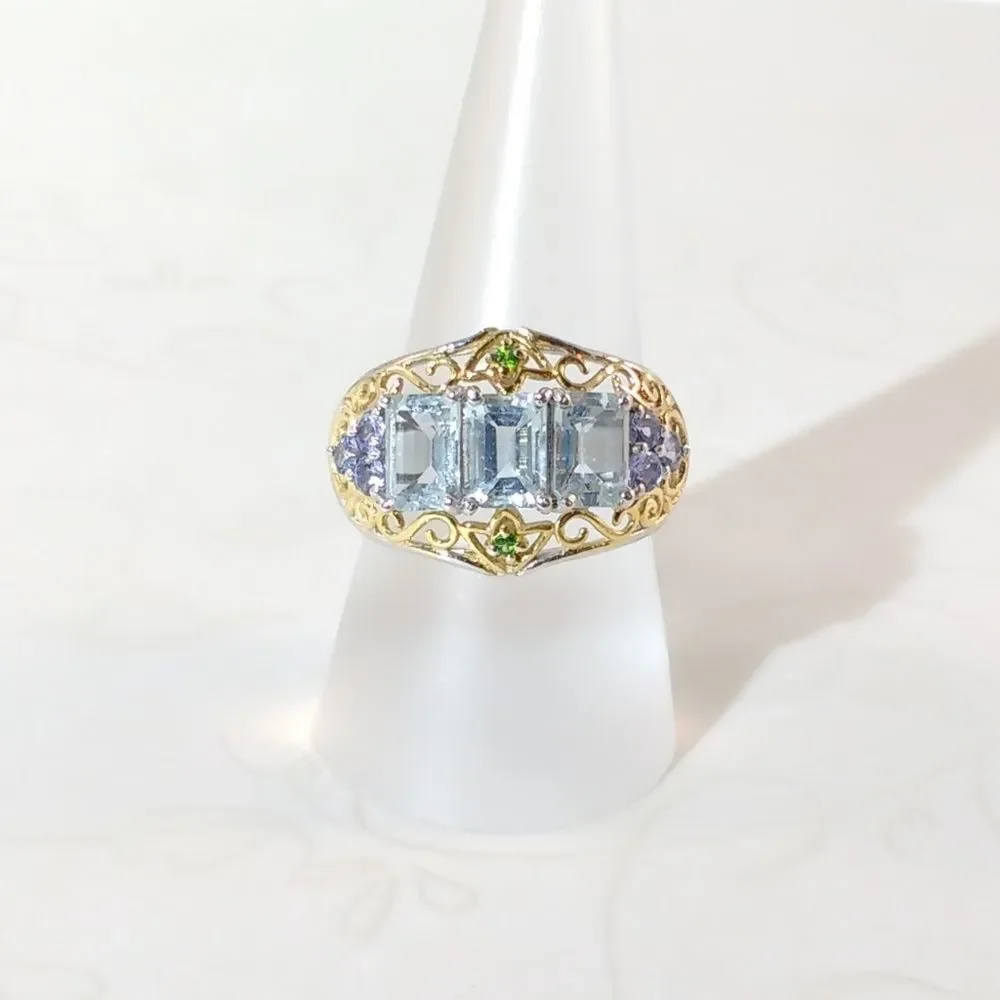 Aquamarine & Tanzanite 3.2 cttw Blue Size 8